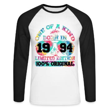 Unique Born 1994 Édition Limitée - T-shirt baseball manches longues Homme - blanc/noir - Devant - Nik (191cm)
