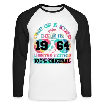 Unique né en 1964 Édition limitée - T-shirt baseball manches longues Homme - blanc/noir - Devant - Nik (191cm)