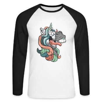 Licorne Licorne Je ne suis pas folle - T-shirt baseball manches longues Homme - blanc/noir - Devant - Nik (191cm)