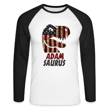 Patriotic Adam Dinosaur Adamsaurus - Unisex Long Sleeve Baseball T-Shirt - white/black - Front - Nik (191cm)