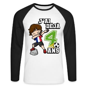 Fußball Junge Es Ist Mein 4e Geburtstag - Unisex Baseballshirt langarm - Weiß/Schwarz - Vorne - Nik (191cm)