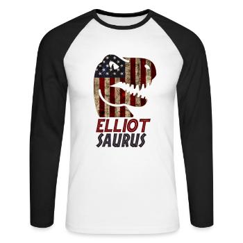 Patriotique Elliot Dinosaure Elliotsaurus - T-shirt baseball manches longues Homme - blanc/noir - Devant - Nik (191cm)
