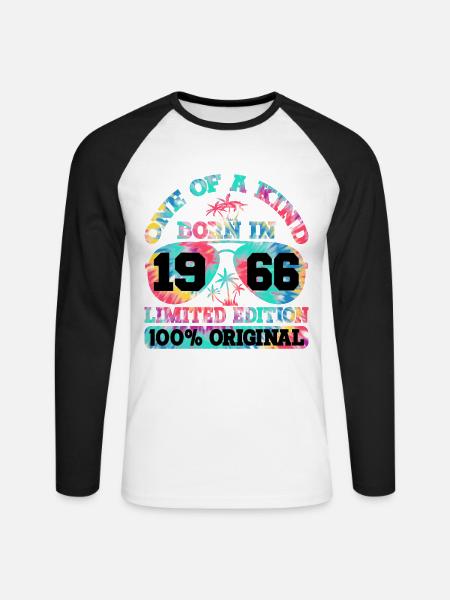 Einzigartig Geboren 1966 Limitierte Auflage Summer - Unisex Baseballshirt langarm - Weiß/Schwarz