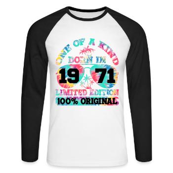 Unique Born 1971 Édition Limitée Été - T-shirt baseball manches longues Homme - blanc/noir - Devant - Nik (191cm)