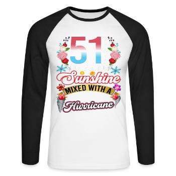 51 years of sunshine mixed with a small - Unisex Long Sleeve Baseball T-Shirt - white/black - Front - Nik (191cm)