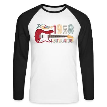 Vintage 1958 Limited Edition 64th birthday | - Unisex Long Sleeve Baseball T-Shirt - white/black - Front - Nik (191cm)