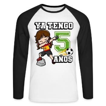 Football girl c’est mon 5 ans espagnol - T-shirt baseball manches longues Homme - blanc/noir - Devant - Nik (191cm)