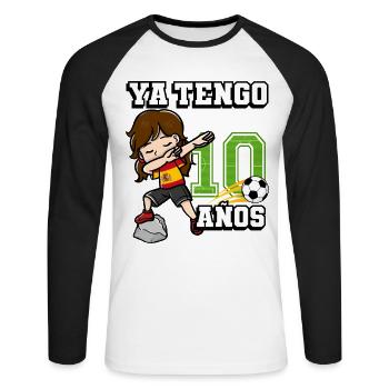 Fille de football C’est mon 10e anniversaire - T-shirt baseball manches longues Homme - blanc/noir - Devant - Nik (191cm)