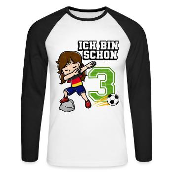 Football Girl J’ai déjà 3 ans - T-shirt baseball manches longues Homme - blanc/noir - Devant - Nik (191cm)