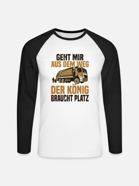 Müllmann Müllwagen - Unisex Baseballshirt langarm - Weiß/Schwarz