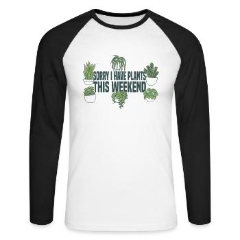 Houseplants Plant Collectors Gardening - Unisex Long Sleeve Baseball T-Shirt - white/black - Front - Nik (191cm)
