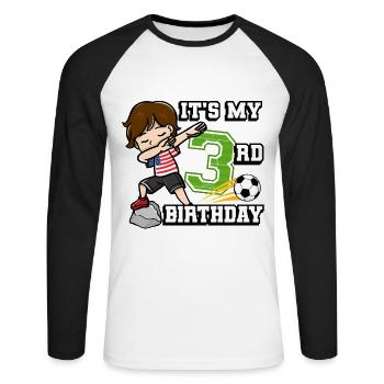 Football boy It's my 3rd birthday - Unisex Long Sleeve Baseball T-Shirt - white/black - Front - Nik (191cm)