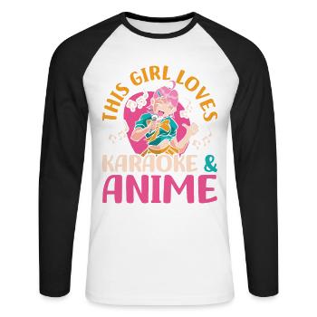 Cette fille adore le karaoké | Amateurs d’anime | - T-shirt baseball manches longues Homme - blanc/noir - Devant - Nik (191cm)