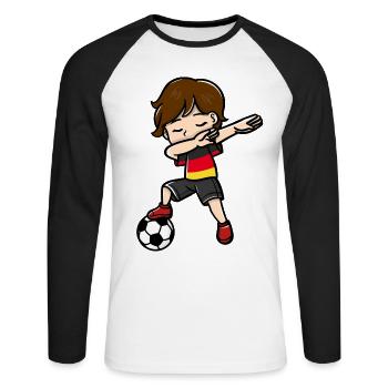 Dabbing Young Football Players German Flag - Unisex Long Sleeve Baseball T-Shirt - white/black - Front - Nik (191cm)