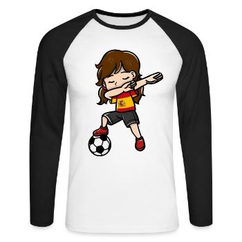 Dabbing Girls Football Player Drapeau espagnol - T-shirt baseball manches longues Homme - blanc/noir - Devant - Nik (191cm)
