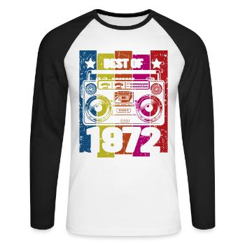 Meilleur de 1972 Stéréo Radio Cassette Player - T-shirt baseball manches longues Homme - blanc/noir - Devant - Nik (191cm)
