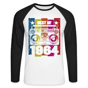 Meilleur de 1964 Lecteur de cassette radio stéréo - T-shirt baseball manches longues Homme - blanc/noir - Devant - Nik (191cm)