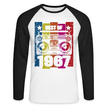 Best Of 1967 Stereo Radio Kassettenspieler - Unisex Baseballshirt langarm - Weiß/Schwarz - Vorne - Nik (191cm)