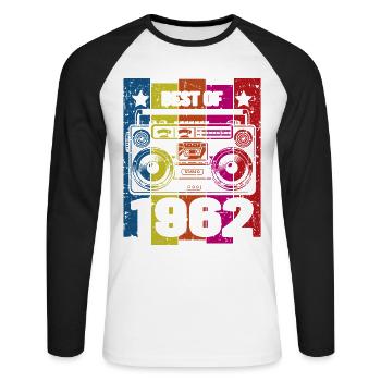 Best Of 1962 Stereo Radio Kassettenspieler - Unisex Baseballshirt langarm - Weiß/Schwarz - Vorne - Nik (191cm)