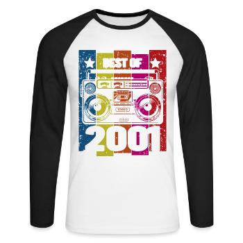 Best Of 2001 Stereo Radio Kassettenspieler - Unisex Baseballshirt langarm - Weiß/Schwarz - Vorne - Nik (191cm)