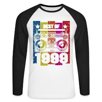 Meilleur de 1999 Lecteur de cassette radio stéréo - T-shirt baseball manches longues Homme - blanc/noir - Devant - Nik (191cm)