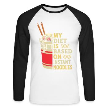 My Diet Is Instant Noodles | Ramen Lover Shirt | - Unisex Long Sleeve Baseball T-Shirt - white/black - Front - Nik (191cm)