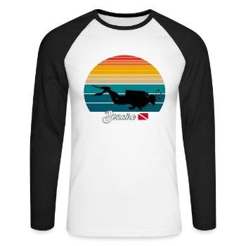 Bonaire Caribbean Netherlands Diving - Unisex Long Sleeve Baseball T-Shirt - white/black - Front - Nik (191cm)