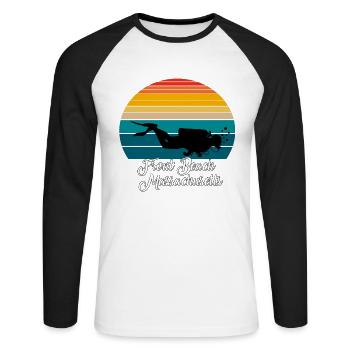 Front Beach Massachusetts Diving - Unisex Baseballshirt langarm - Weiß/Schwarz - Vorne - Nik (191cm)