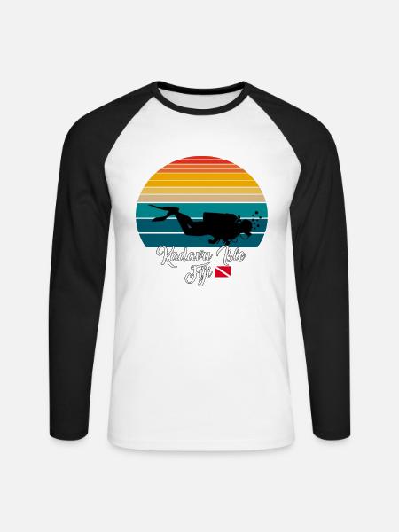 Kadavu Isle Fiji Diving - Unisex Long Sleeve Baseball T-Shirt - white/black