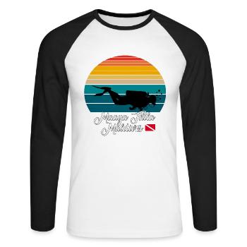 Maaya Thila Maldives Diving - Unisex Baseballshirt langarm - Weiß/Schwarz - Vorne - Nik (191cm)