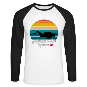 Molokini Wall Hawaii Diving - Unisex Baseballshirt langarm - Weiß/Schwarz - Vorne - Nik (191cm)