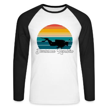 Dominican Republic Scuba Diving Gift - Unisex Baseballshirt langarm - Weiß/Schwarz - Vorne - Nik (191cm)