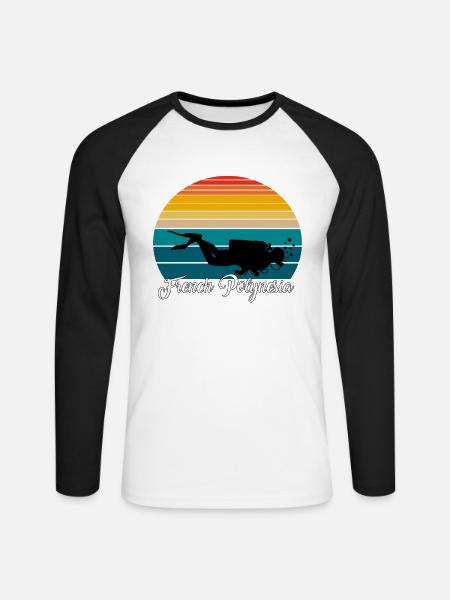 French Polynesia Scuba Diving Gift - Unisex Baseballshirt langarm - Weiß/Schwarz