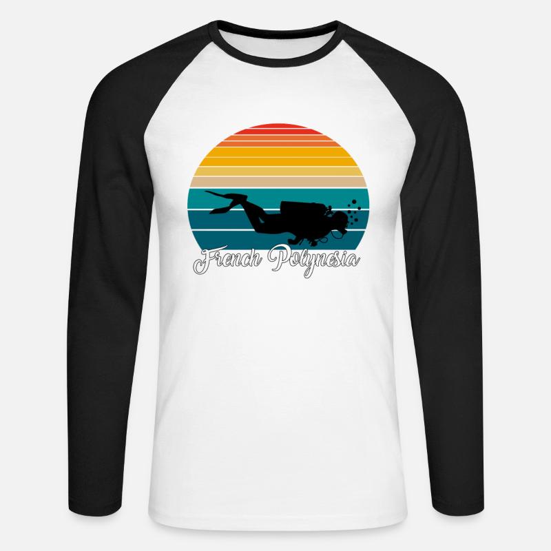 French Polynesia Scuba Diving Gift - Unisex Baseballshirt langarm - Weiß/Schwarz
