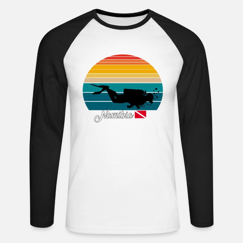 Namibia Scuba Diving Gift - Unisex Baseballshirt langarm - Weiß/Schwarz