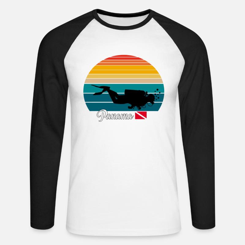 Panama Scuba Diving Gift - Unisex Baseballshirt langarm - Weiß/Schwarz