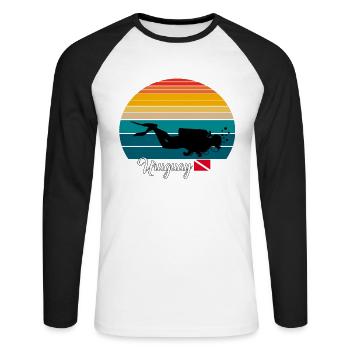Uruguay Scuba Diving Poison - Unisex Long Sleeve Baseball T-Shirt - white/black - Front - Nik (191cm)