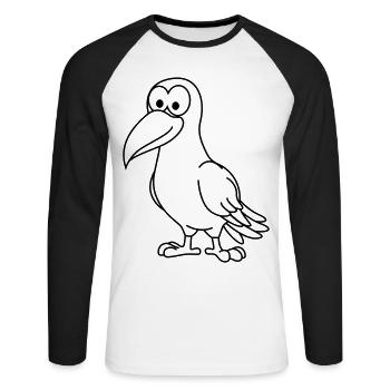 Corbeau Comic Animal - T-shirt baseball manches longues Homme - blanc/noir - Devant - Nik (191cm)