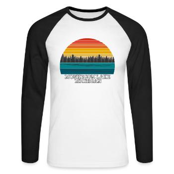 Lac Muskegon, Michigan - T-shirt baseball manches longues Homme - blanc/noir - Devant - Nik (191cm)
