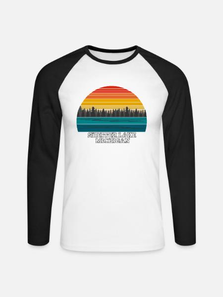 Sheffer Lake Michigan - Unisex Long Sleeve Baseball T-Shirt - white/black