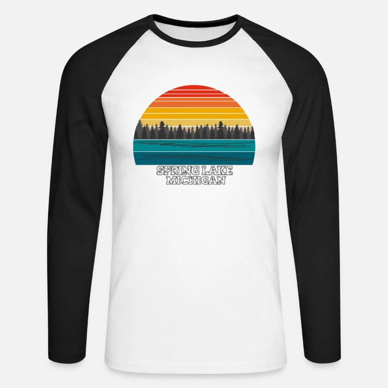 Spring Lake Michigan - Unisex Baseballshirt langarm - Weiß/Schwarz