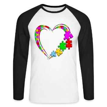 Autism Covenant Heart Happy Parents Siblings - Unisex Long Sleeve Baseball T-Shirt - white/black - Front - Nik (191cm)