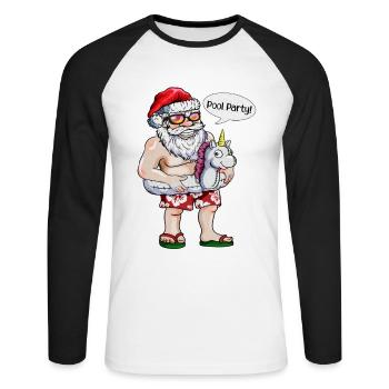 Schwimmreifen Einhorn Senta Claus Pool Party X-Mas - Unisex Baseballshirt langarm - Weiß/Schwarz - Vorne - Nik (191cm)