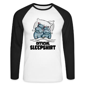 Hippo Fan Kids Hippo Outfit Hippo Horse Costume - Unisex Long Sleeve Baseball T-Shirt - white/black - Front - Nik (191cm)