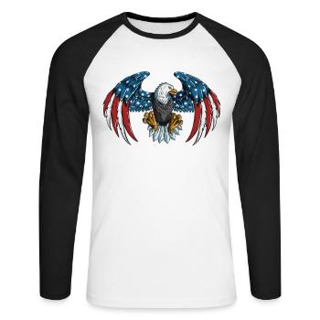 Eagle in American colors Flag USA America - Unisex Long Sleeve Baseball T-Shirt - white/black - Front - Nik (191cm)