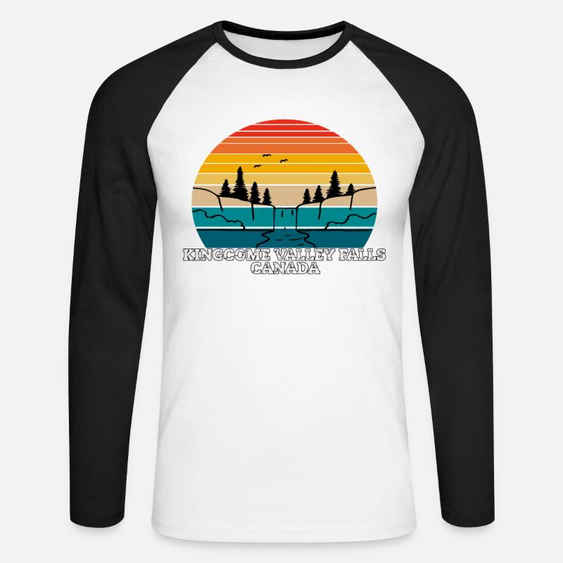 Kingcome Valley Falls Canada - Unisex Baseballshirt langarm - Weiß/Schwarz