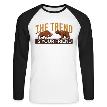 Stock Exchanges Invest Money Bear Market Savings Plan Securities - Unisex Long Sleeve Baseball T-Shirt - white/black - Front - Nik (191cm)