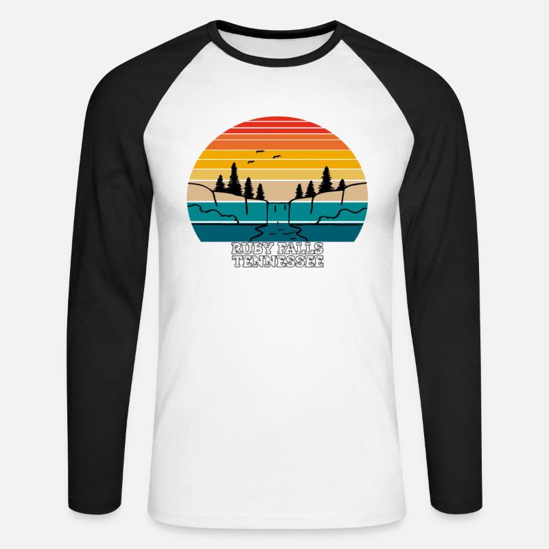 Ruby Falls Tennessee - Unisex Baseballshirt langarm - Weiß/Schwarz