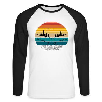 Les Cascades Virginie - T-shirt baseball manches longues Homme - blanc/noir - Devant - Nik (191cm)