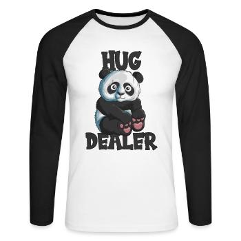 Panda Bear Hugs You Hug Dealer Hug Panda - T-shirt baseball manches longues Homme - blanc/noir - Devant - Nik (191cm)